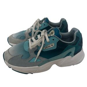 Adidas Women's Falcon Athletic Shoes Suede Leather Blue Tint / Light Aqua 8.5